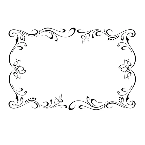 Decorative Rectangular Horizontal Frame Stylized Flowers Bells Vignettes Graphic Decor — стоковый вектор