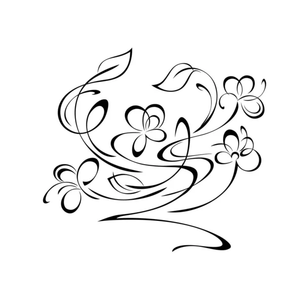 Декоративный Элемент Стилизованными Цветами Листьями Вихрями Графический Декор — стоковый вектор