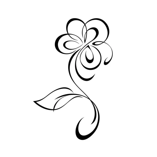 One Decorative Flowering Flower Curved Stem One Leaf Curl Graphic — Vettoriale Stock