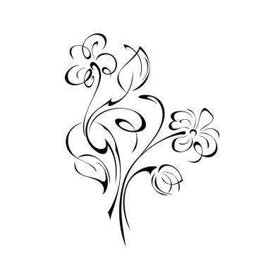 Yapraklar ve buklelerle çiçek açan çiçek desenli. grafik dekor