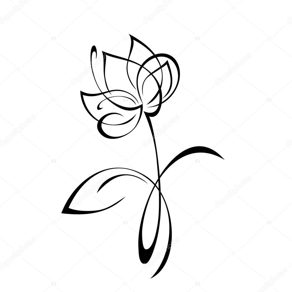 stylized flower bud on a stem with a single leaf. graphic decor