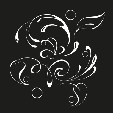 Yapraklı ve bukleli soyut çizimler. grafik dekor 