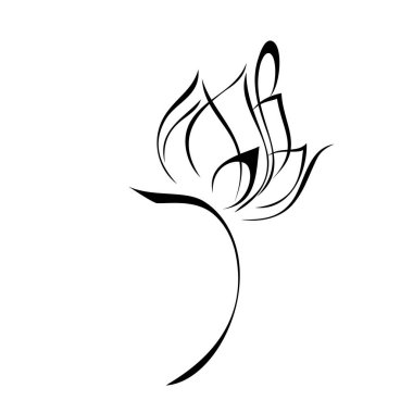 Yaprakları olmayan kısa saplı bir çiçek. grafik dekor