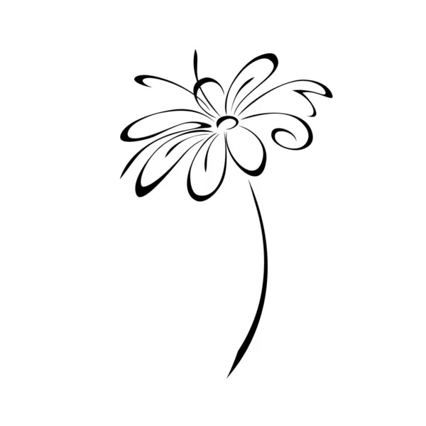 Jeden Stylizowany Kwitnący Kwiat Krótkiej Łodydze Bez Liści Wystrój Graficzny — Wektor stockowy