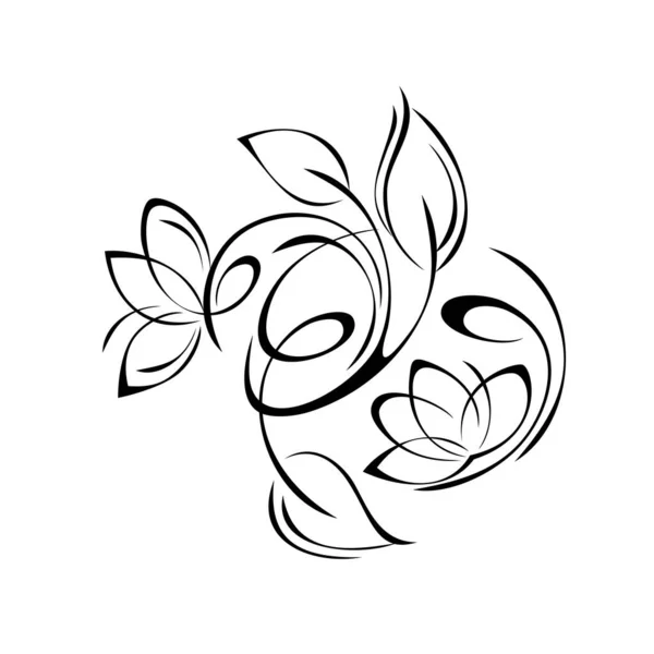Dekoratives Element Mit Stilisierten Blumen Blättern Und Locken Grafisches Dekor — Stockvektor