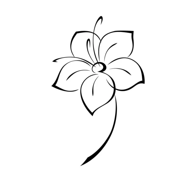 Stiliserad Blommande Blomma Kort Stjälk Utan Blad Grafisk Inredning — Stock vektor
