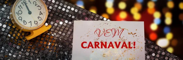 Vem Carnaval Karnevalen Kommer Portugisiska Populär Händelse Brasilien Festlig Stämning — Stockfoto