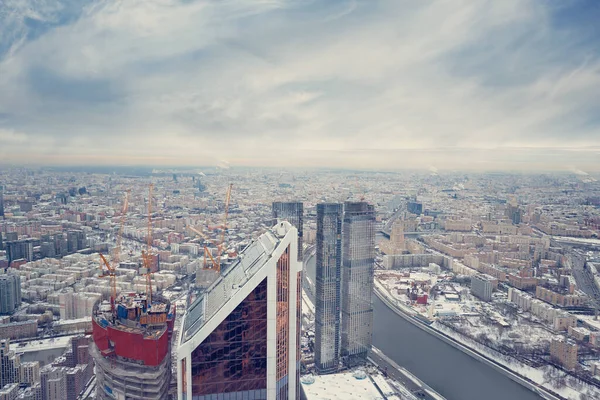 Skyline Achtergrond Luchtfoto Van Moskou Hoofdstad Van Rusland Van Boven — Stockfoto