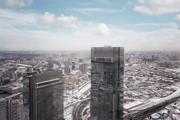 Städtische Gebiete Und Autobahnen Sind Mit Schnee Bedeckt Alltag Der — Stockfoto