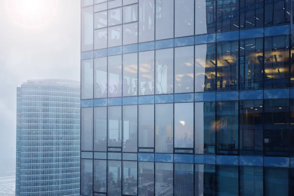 Außenansicht Der Fenster Eines Bürogebäudes Fassade Eines Bürogebäudes Mit Der — Stockfoto