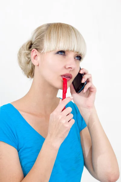 Manager speaks by the mobile phone — Stock Photo, Image