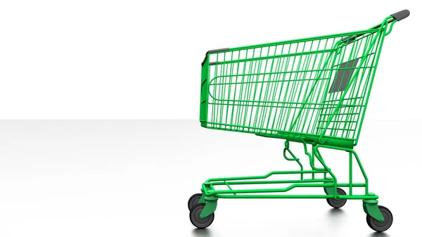 Einkaufswagen Aus Dem Supermarkt Auf Weißem Hintergrund Einkaufen Einkaufen Rendering — Stockfoto