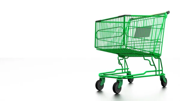 Chariot Supermarché Sur Fond Blanc Shopping Shopping Rendu Une Image — Photo