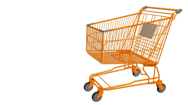 Carrello Dal Supermercato Sfondo Bianco Shopping Shopping Rendering Immagine — Foto Stock