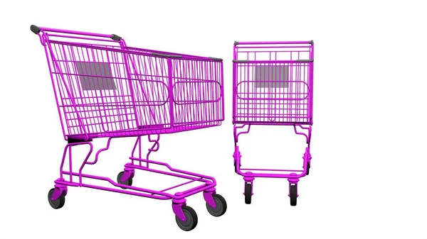 Trolley Supermarket White Background Shopping Shopping Rendering Image — Stock Photo, Image