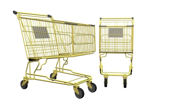 Trolley Supermarket White Background Shopping Shopping Rendering Image — Stock Photo, Image