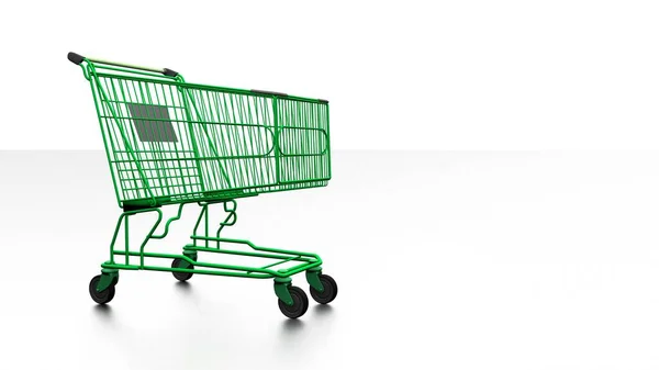 Візок Супермаркету Білому Тлі Шопінг Покупки Відтворення Зображення — стокове фото