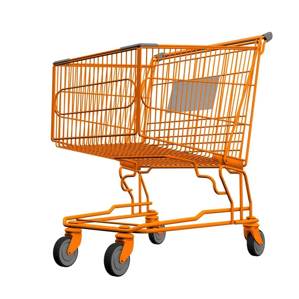 Trolley Supermarket White Background Shopping Shopping Rendering Image — Stock Photo, Image