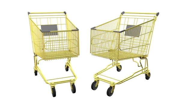 Carrello Dal Supermercato Sfondo Bianco Shopping Shopping Rendering Immagine — Foto Stock