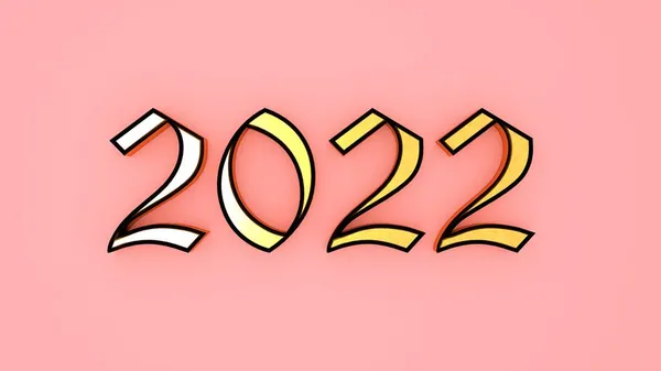 Golden Number 2022 Pink Background New Year Christmas Rendering — Stock Photo, Image