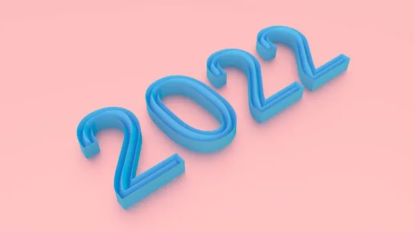 Blue 2022 Pink Background New Year Christmas Rendering — Stock Photo, Image