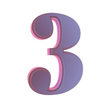 Beyaz arka planda üç boyutlu rakam. Hazırlama.