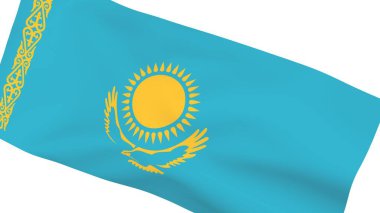 Rüzgarda savrulan Kazakistan bayrağı. Simülasyon hazırlanıyor.
