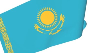 Rüzgarda savrulan Kazakistan bayrağı. Canlandırma oluşturuluyor.
