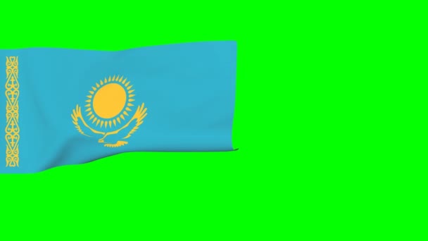 Flag Kazakhstan Wind Rendering Animation — Vídeo de Stock