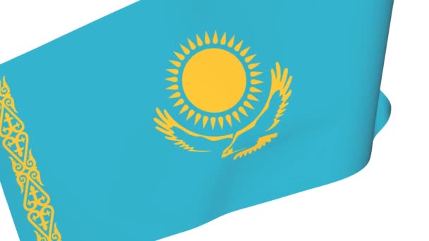 Flag Kazakhstan Wind Rendering Animation — Stock Video