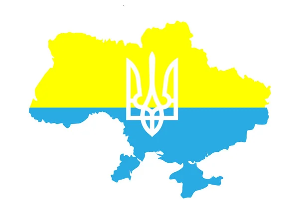 Mapa Ucrania Bandera Nacional —  Fotos de Stock