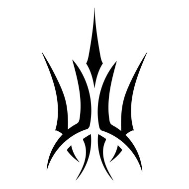 Aynalı dövme şeklinde soyut bir çizim. Süs veya desen.