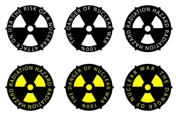 Conjunto Sinais Perigo Nuclear Atómico — Fotografia de Stock