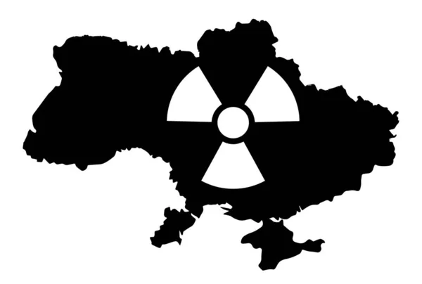 ウクライナ地図の背景に放射線標識 核戦争と放射線汚染のリスク — ストック写真