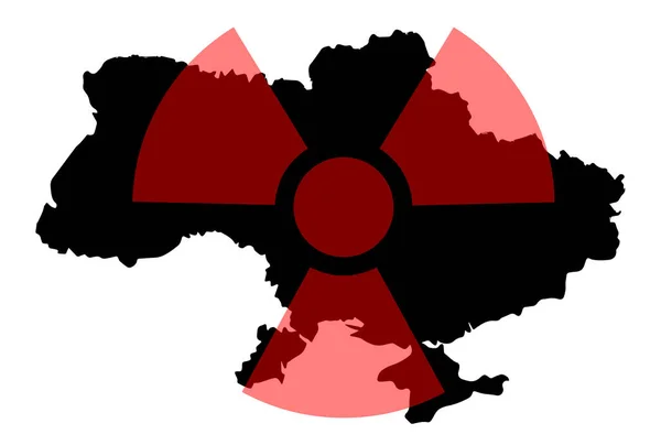 Panneau Rayonnement Sur Fond Carte Ukraine Risque Guerre Nucléaire Pollution — Photo