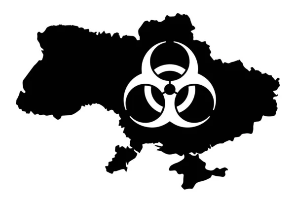 Panneau Danger Biologique Sur Fond Carte Ukraine Risque Attaque Chimique — Photo