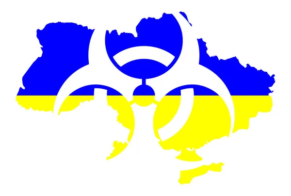 Biohazard Sign Background Map Ukraine Risk Chemical Attack — Stock Photo, Image