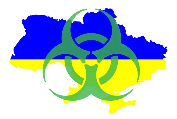 우크라이나 지도의 배경에 생물학적 공격의 위험성 — 스톡 사진