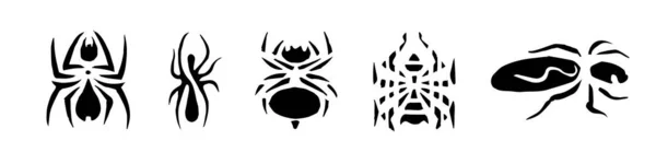 Set Painted Spiders Form Tattoo Crawling Insects Ornament Decor — Stock Photo, Image