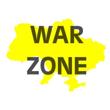 Ukrayna haritasının arka planında Savaş Alanı yazılıydı. Savaş yok..
