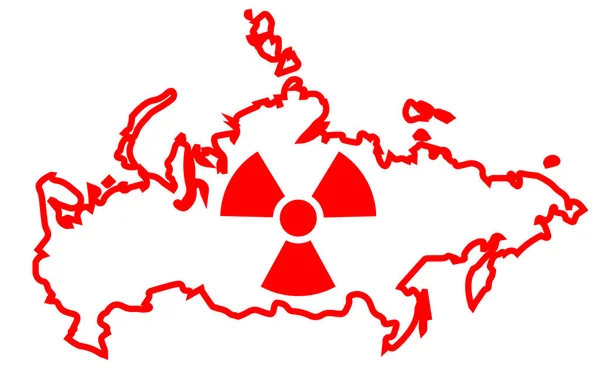 ロシアの地図を背景にした核兵器の兆候 核戦争の脅威 — ストック写真