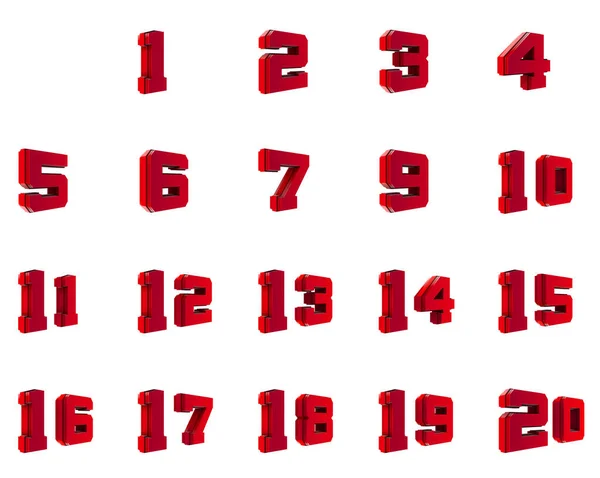 Conjunto Números Rojos Del Representación — Foto de Stock