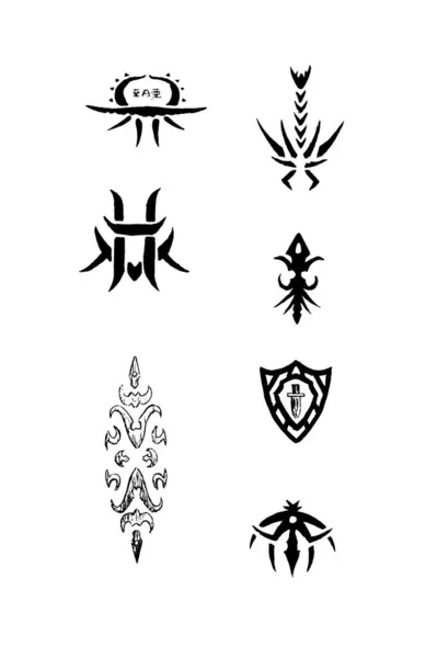 Conjunto Desenhos Forma Uma Tatuagem Ornamento Decoração — Fotografia de Stock