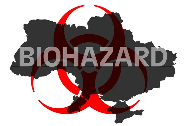 Signo Peligro Biológico Fondo Del Mapa Ucrania Amenaza Ataque — Foto de Stock