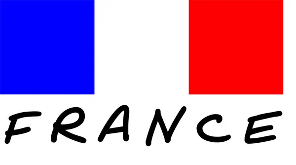Σημαία Της Γαλλίας Και Επιγραφή Του Ονόματος Της Χώρας Ευρωπαϊκό — Φωτογραφία Αρχείου