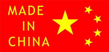 Çin 'in stilize edilmiş bayrağı. Asya. Dünya ülkeleri..