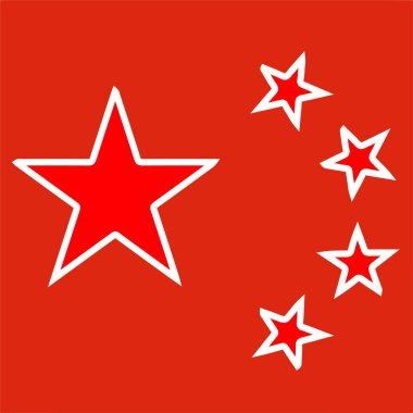 Çin 'in stilize edilmiş bayrağı. Asya. Dünya ülkeleri..