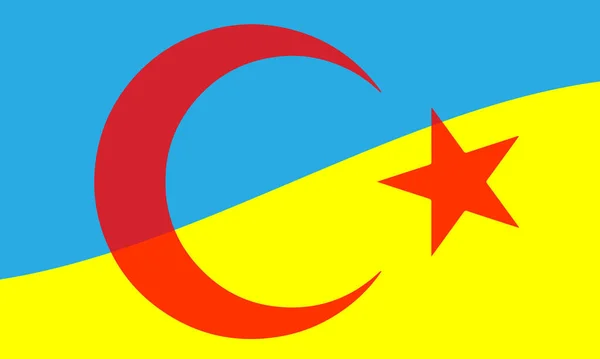 Simbol Turki Pada Latar Belakang Bendera Ukraina Negosiasi Dan Gencatan — Stok Foto