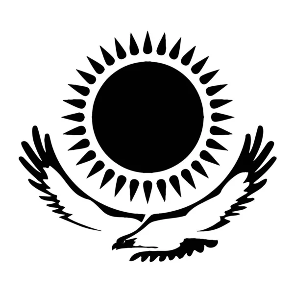 カザフスタンの国旗からのロゴ 鷲と太陽 — ストック写真