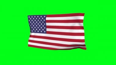 Yeşil renkli arka planda Amerikan bayrağı. 3d canlandırma simülasyonu.